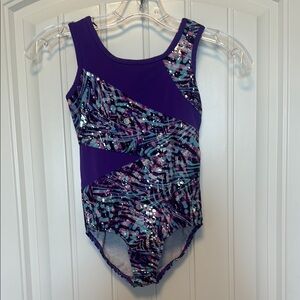 Gorgeous Purple, Black, and Silver Danskin Now Girls Dance Leotard Small